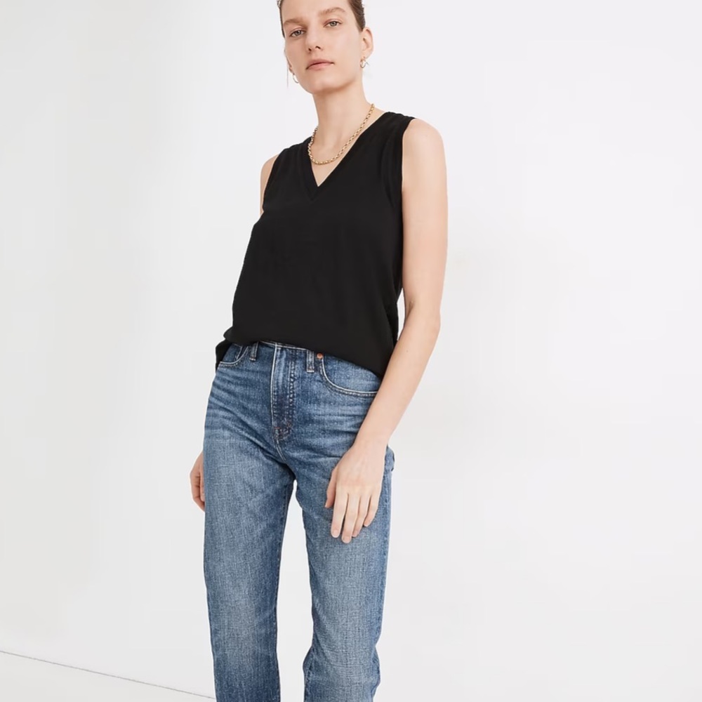 Madewell black Whisper Cotton V-Neck Tank - Picture 3 of 6